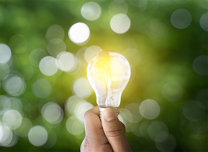 hand holding a lightbulb