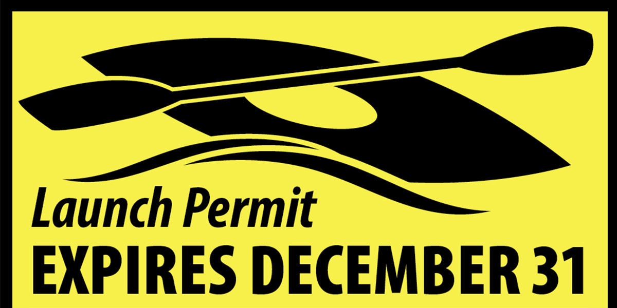 Close-up of a Launch Permit sticker with expiration of December 31