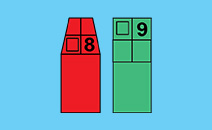 Diagram of a red can buoy and a green can buoy on a blue background