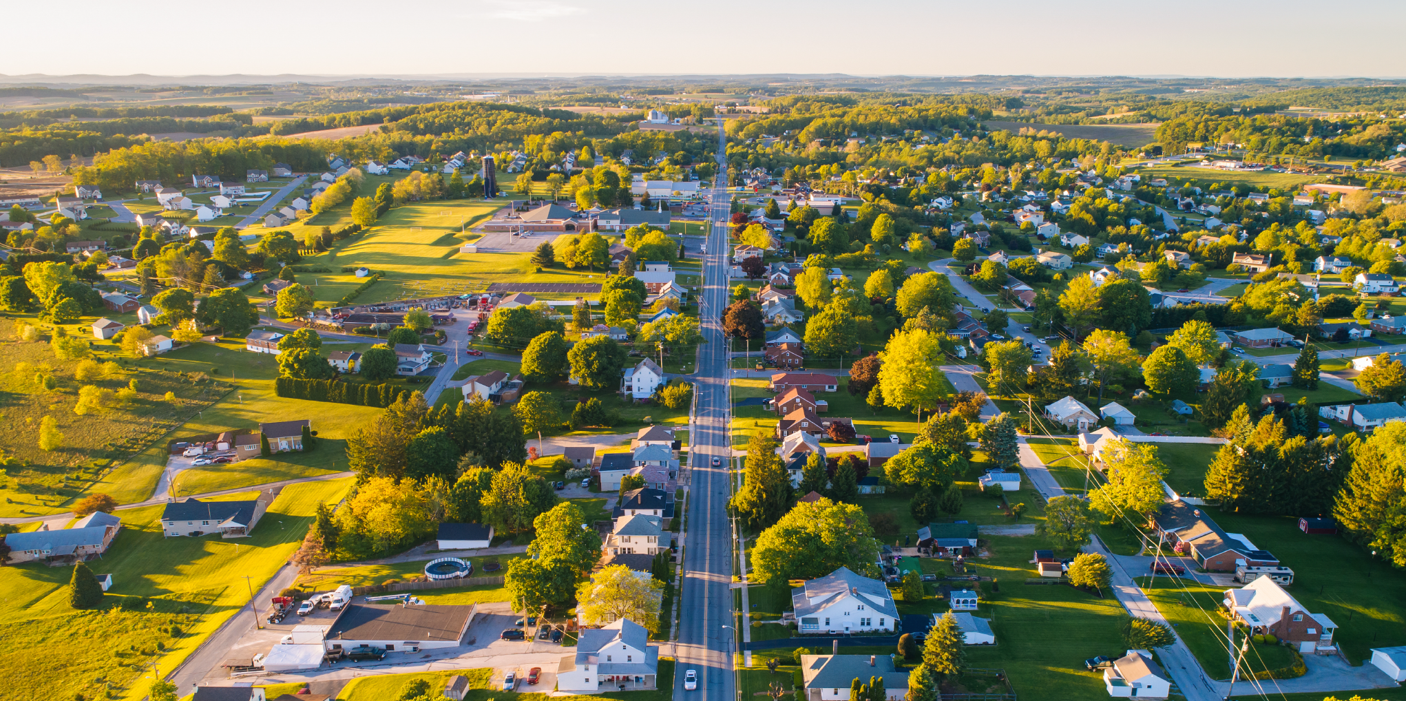 Aerial view of a quaint Pennsylvania town.