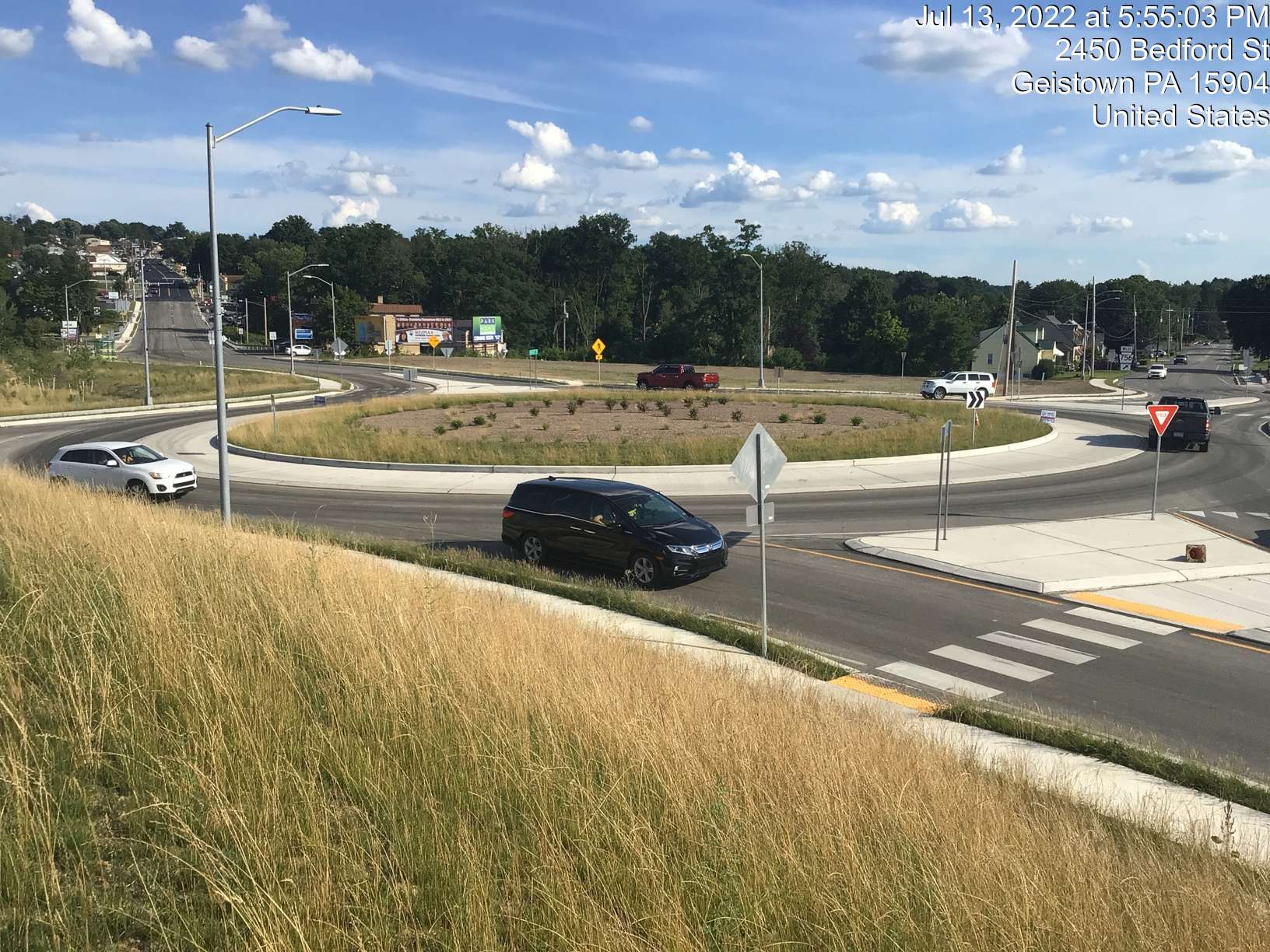 Approaching the Geistown Roundabout