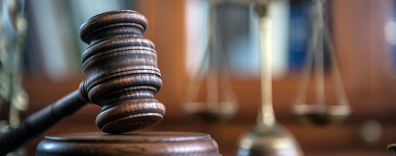 Scales of justice and a gavel