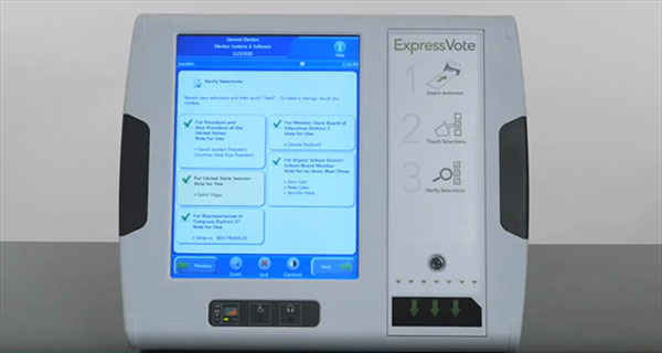 ESS ballot marking device with selections made