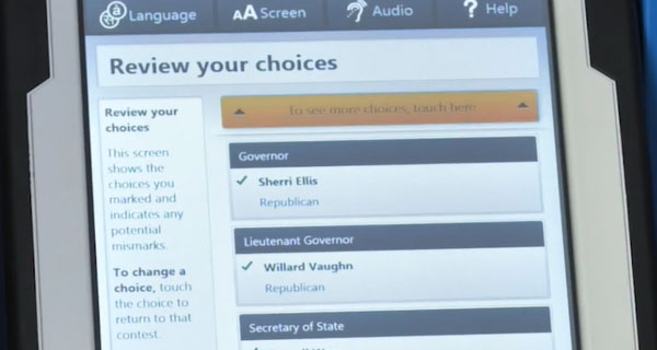 Hart ballot marking device with selections made